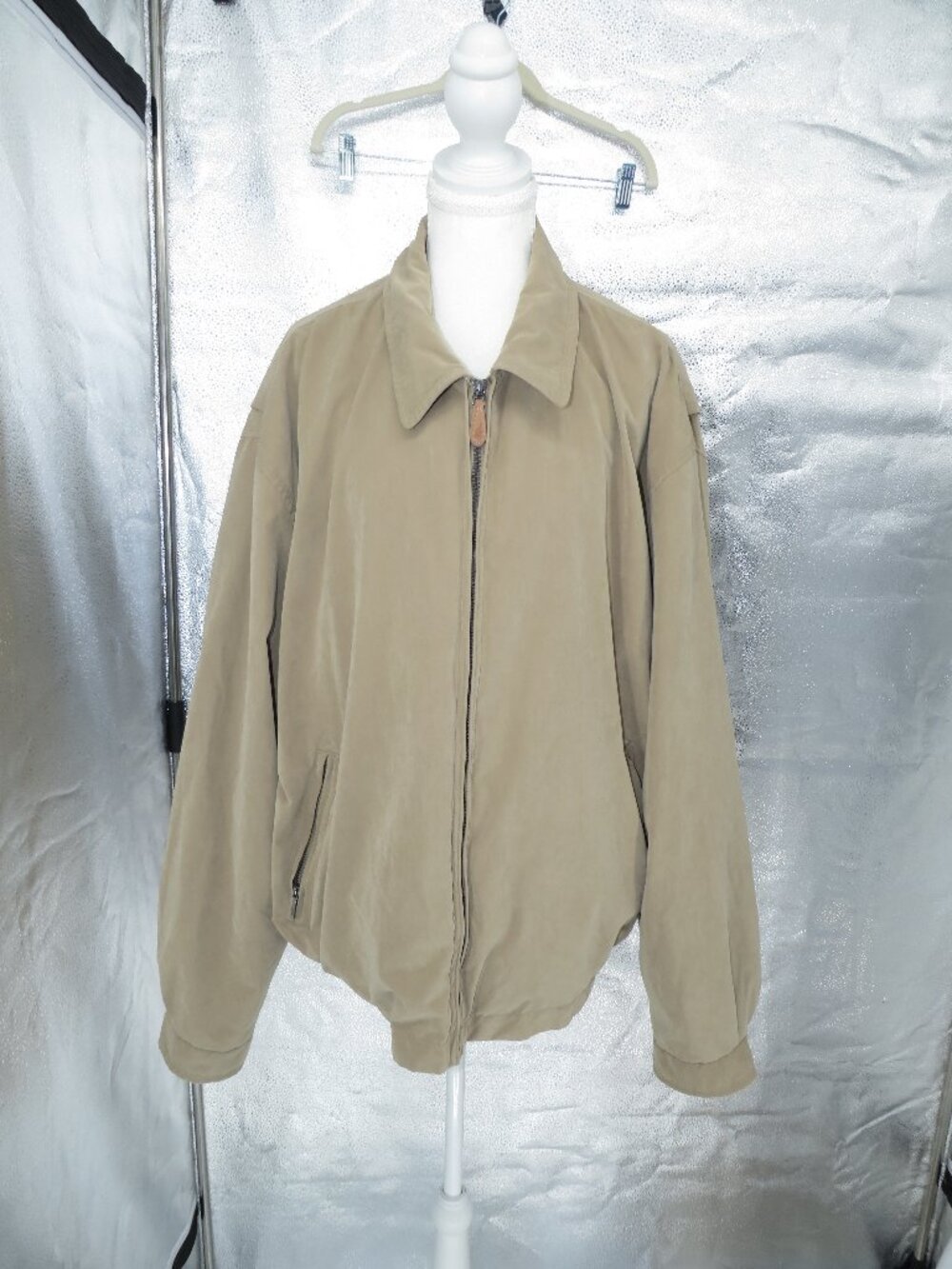 London Fog Mens XXL Tan Full Zip Lined Golf Windbreaker Jacket Light Outerwear